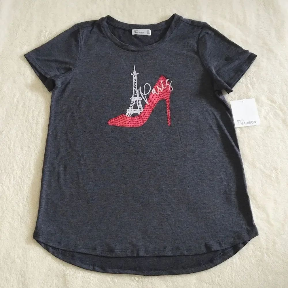 89th + Madison Red❤ High Heel👠"Paris"🇫🇷 Tee-NWT